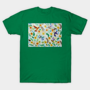 Hummingbirds and Yellow Roses T-Shirt